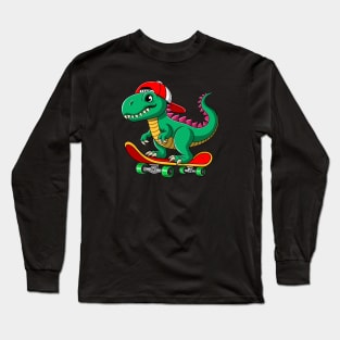 T rex dinosaur on skateboard Long Sleeve T-Shirt